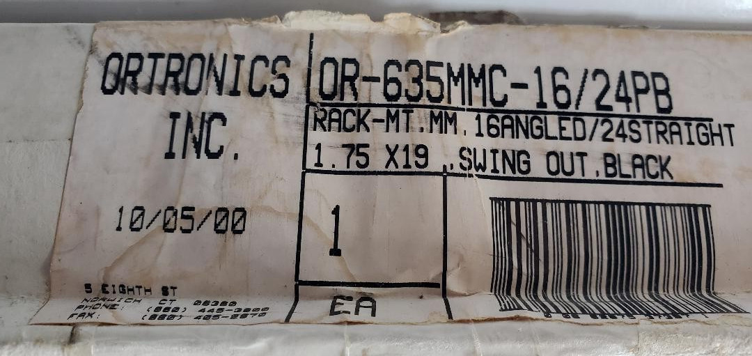 Ortronics Mini-Mod Fiber Optic Enclosure 16/24 OR-635MMC-16/24PB Rack Mount