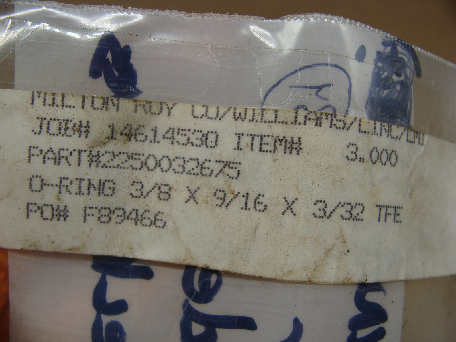 LOT OF 10 MILTON ROY 225-0032-675 O-RINGS 3/8 X 9/16 X 3/32 TFE