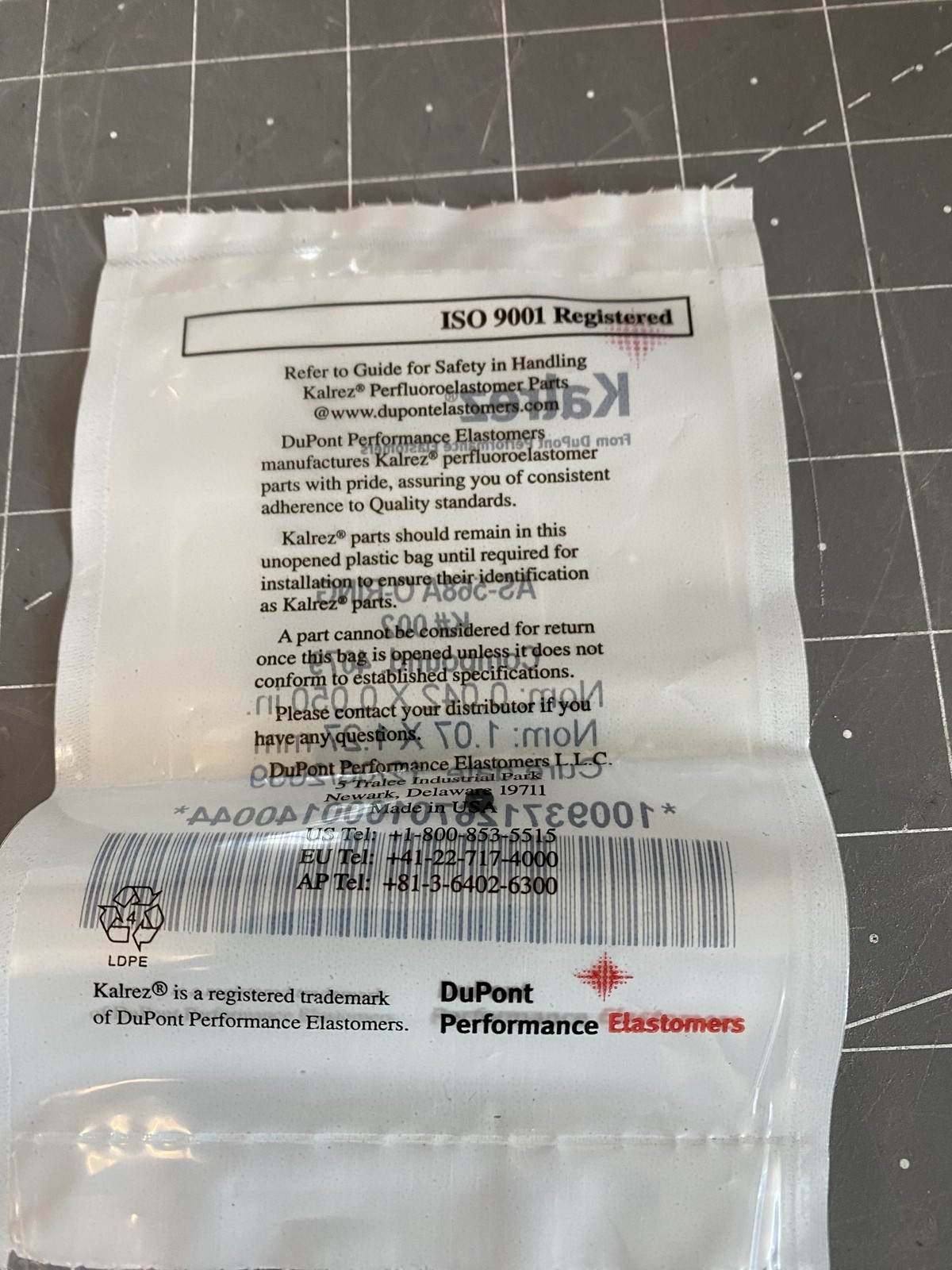 Kalrez O-Ring K# 002 PN: AS-568A Lam Research 734-098356-001