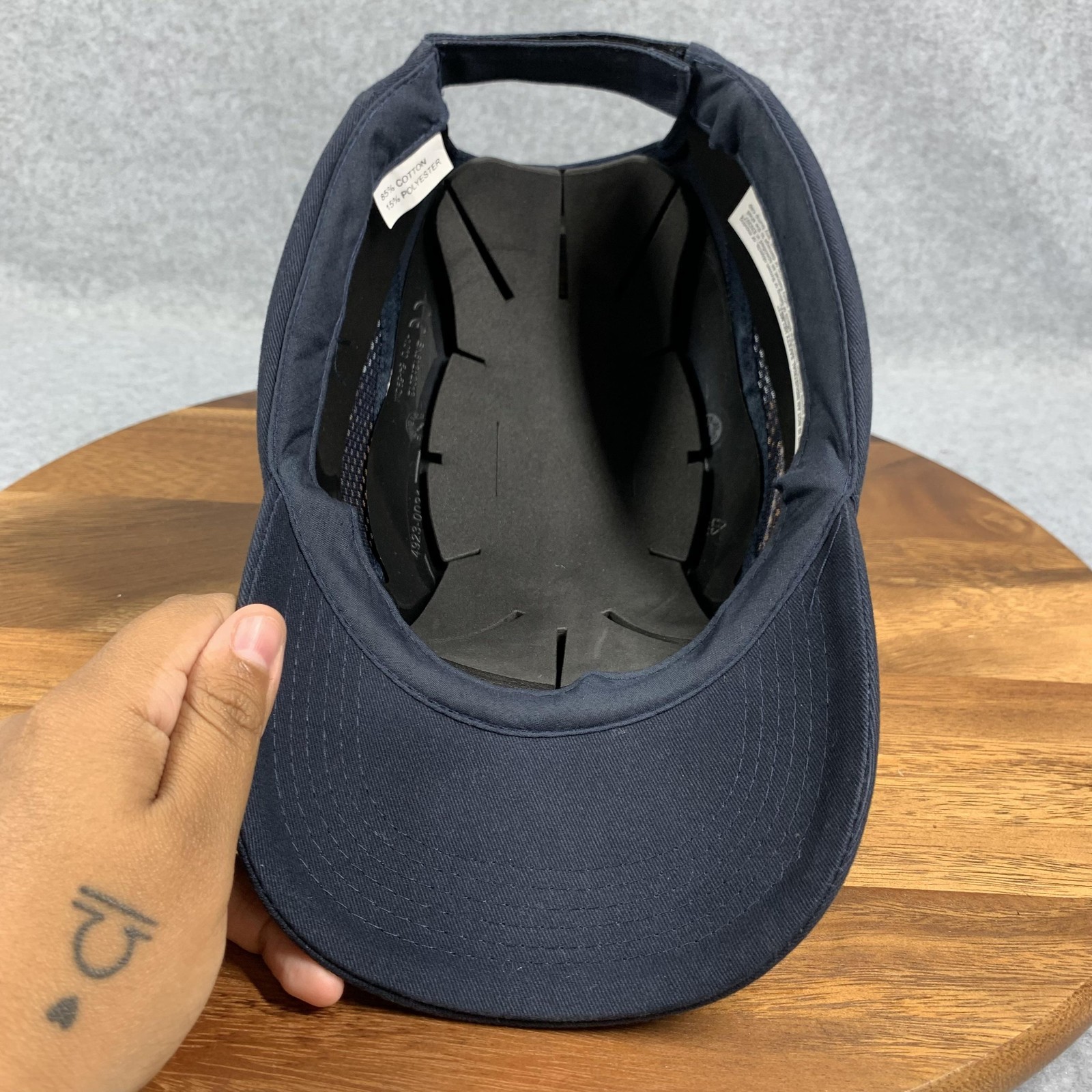 Bump Cap Safety Hat Navy Mesh Sides EN812:2012 Adjustable 54-59cm Hook Loop
