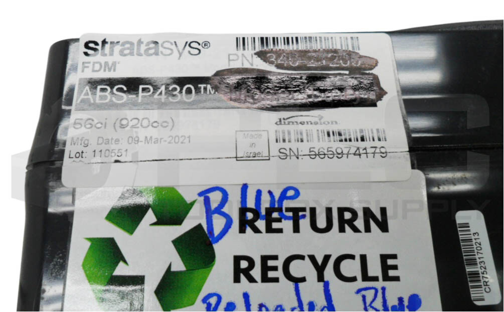 NEW STRATASYS ABS-P430 3D PRINTER CARTRIDGE BLUE 56CI 340-21205 112453 *READ*