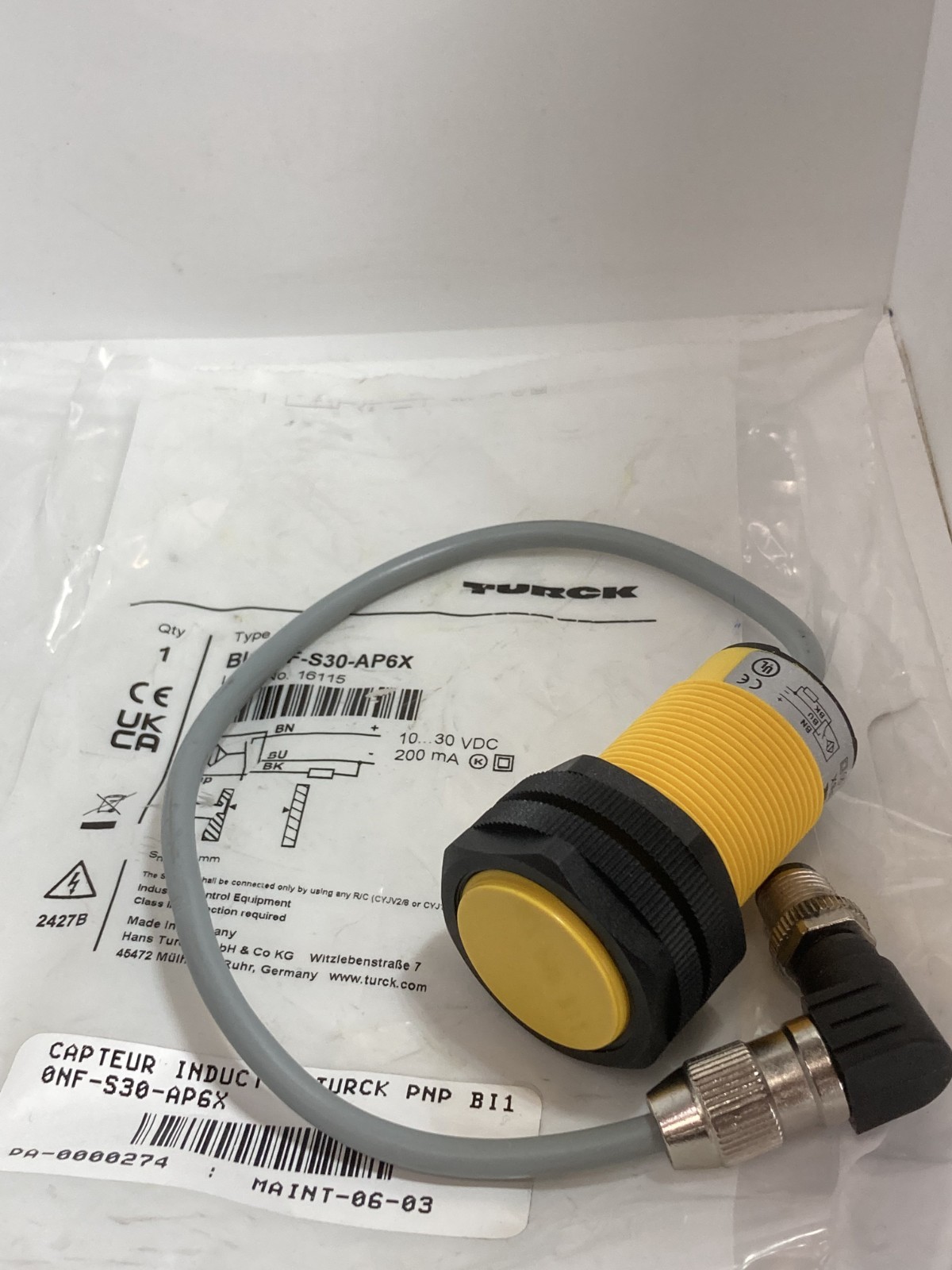 TURCK IFRM BI10NF-S30-AP6X INDUCTIVE SENSOR 10-30VDC 200MA 10MM SENSING NIB