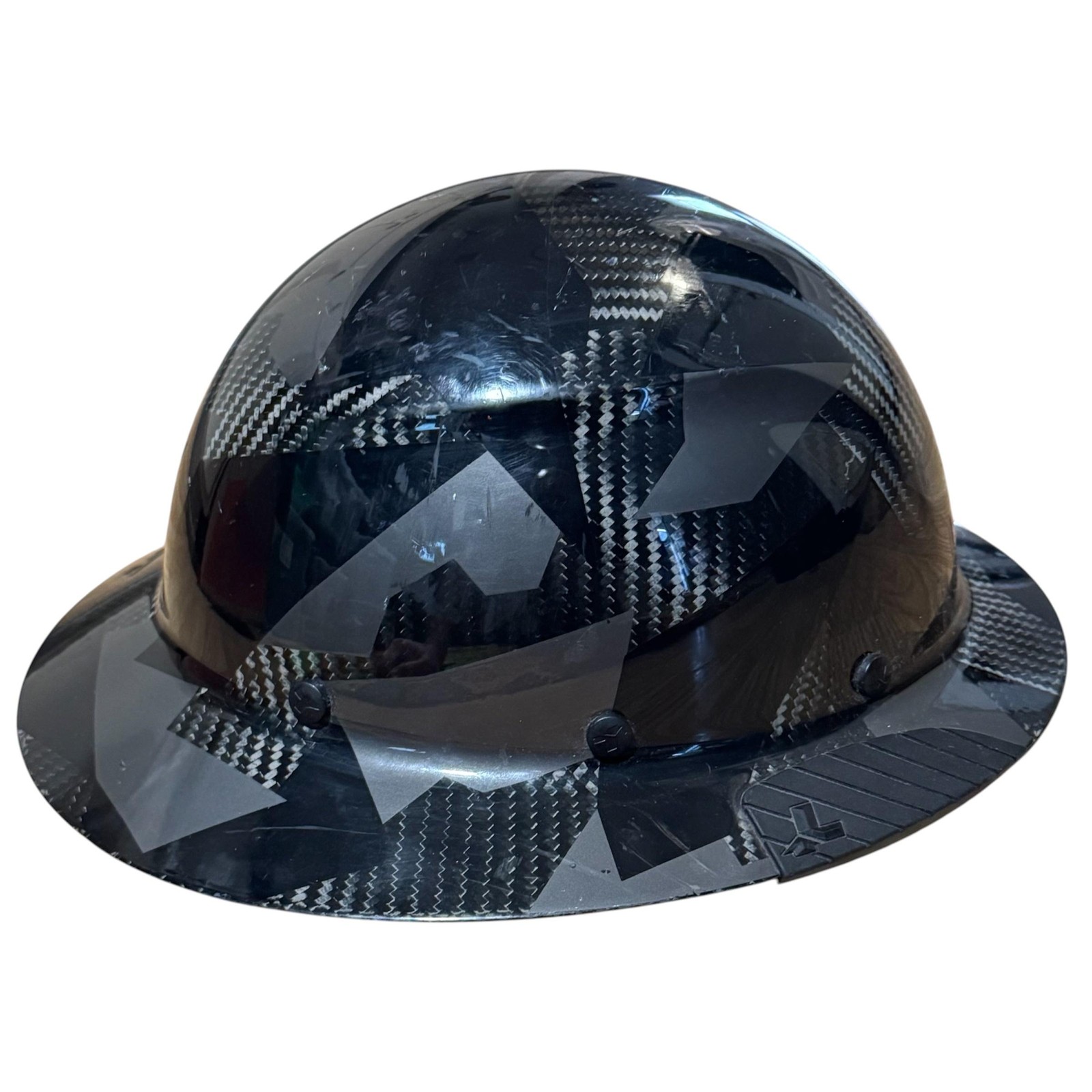 Lift Carbon Fiber Full Brim Hard Hat Safety Helmet Black Gray Camo