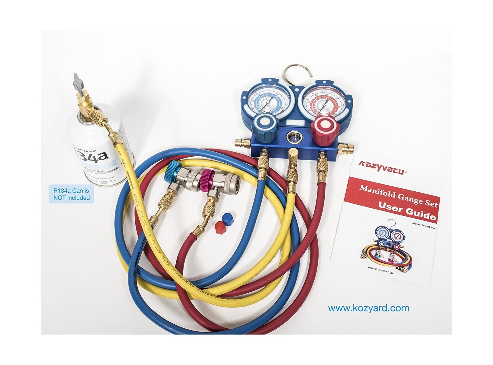 AUTO AC Repair Complete Tool Kit with 1-Stage 3.5 CFM Vacuum Pump, Manifold G…