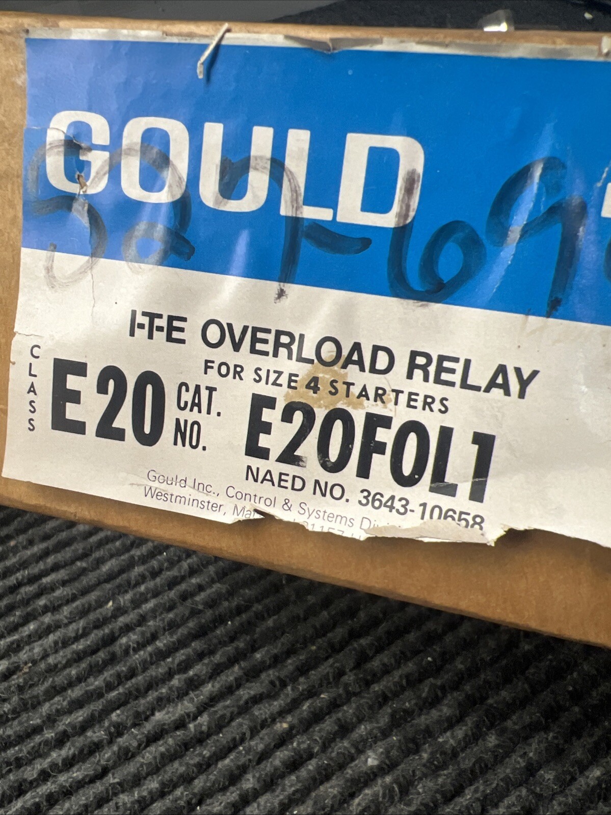 GOULD E20F0L1 OVERLOAD RELAY