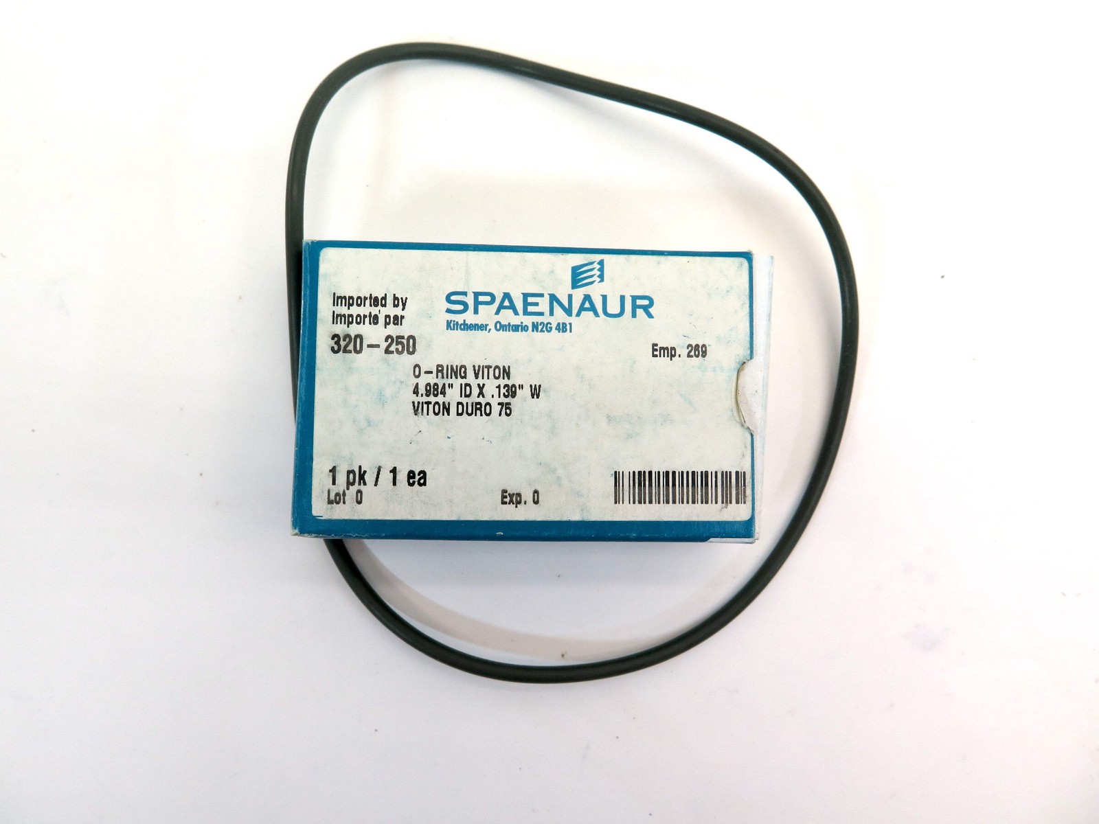 Spaenaur 320-250 O-Ring Viton Duron 75 4.984″ ID X .139″ W Lot of 10