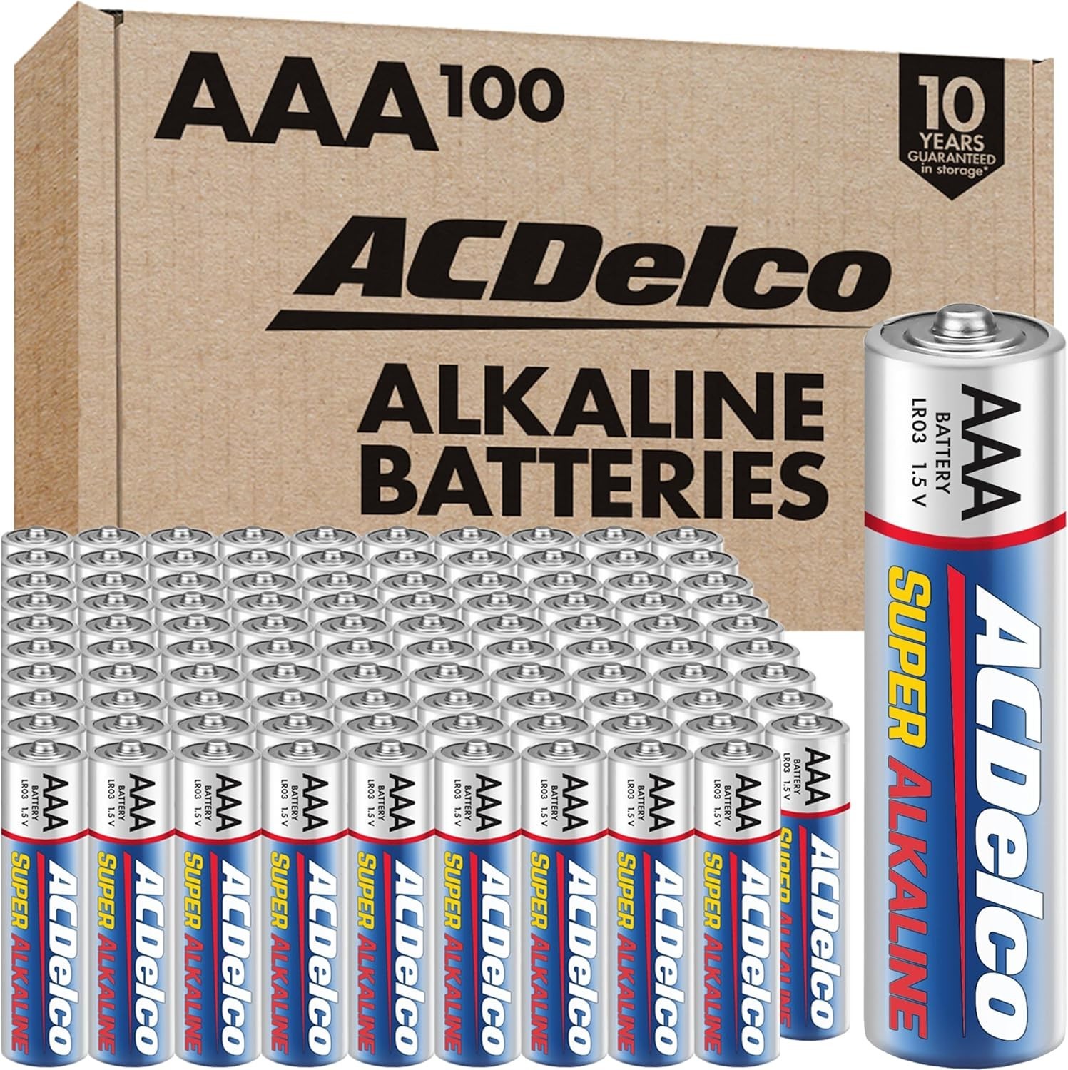 AC Delco 100-Count AAA Super Alkaline Batteries 1.5 Volts Long Lasting