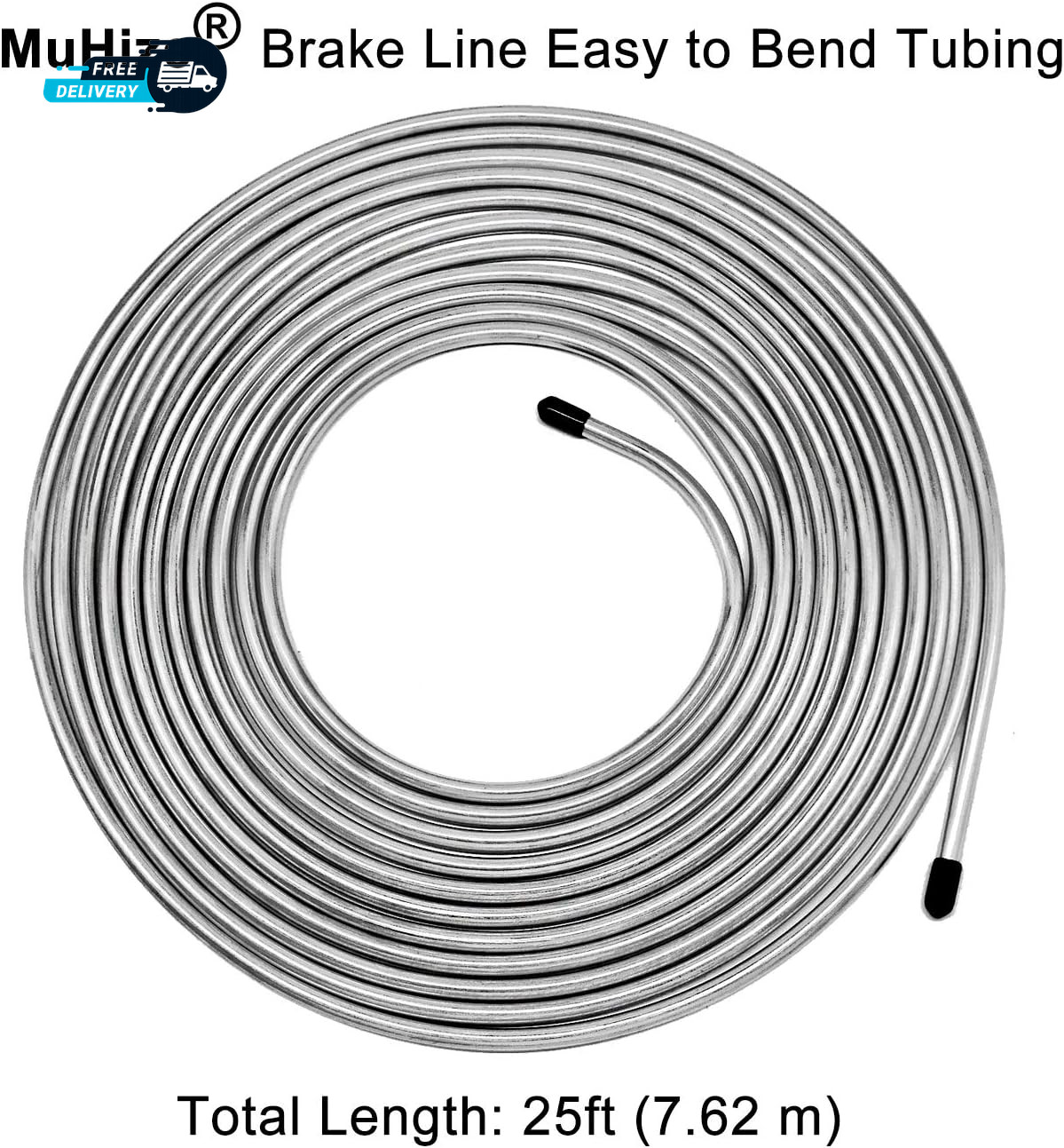 Brake Line Kit 25 Ft 1/4″ – Upgraded Zinc-Coated Flexible Brake Tubing Roll