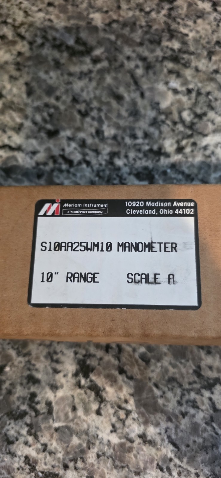 Meriam Manometer S10AA25WM10 10” Range Scale A