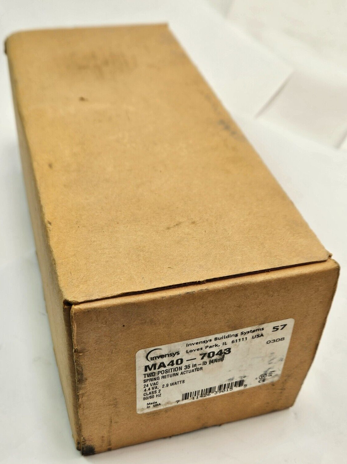 Invensys MA40-7043 Two Position Spring Return Actuator 35 in-lb 24 VAC 2.9 Watts
