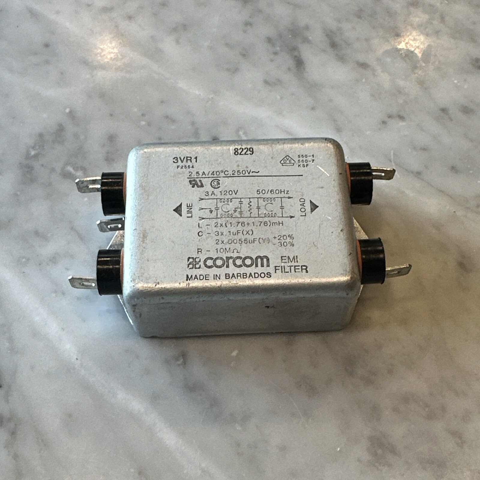 CORCOM F2554 3A 120V 50/60HZ 8229 EMI