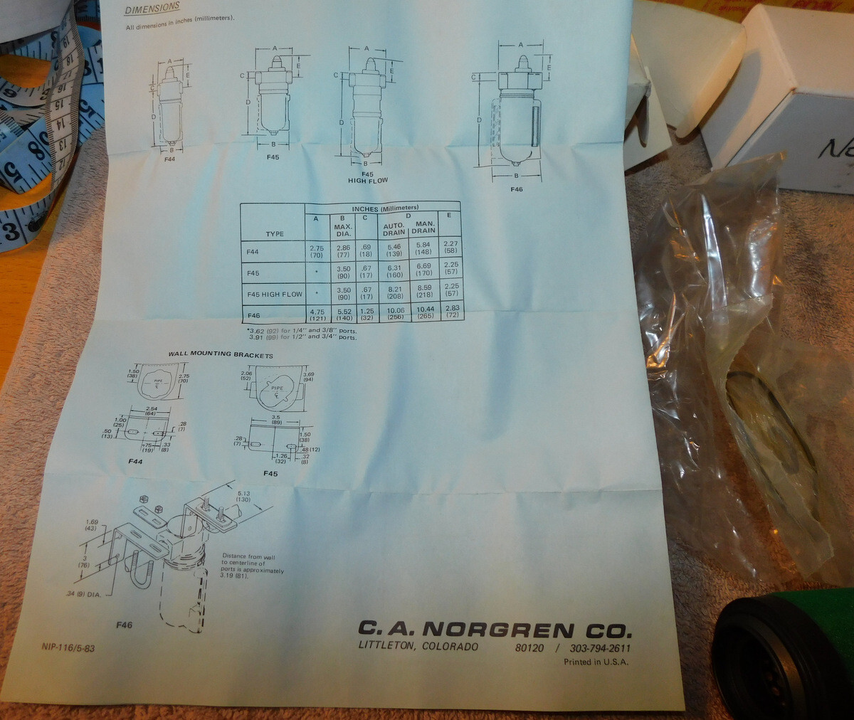 Norgren Filter 5350-03 Filter Kit 535003 GET 2 Repair Filter Kit Lot NIB