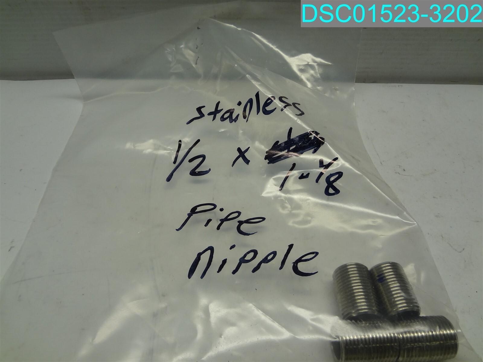 QTY=4: 1/2″x1-1/8″ Stainless Steel Pipe Nipple