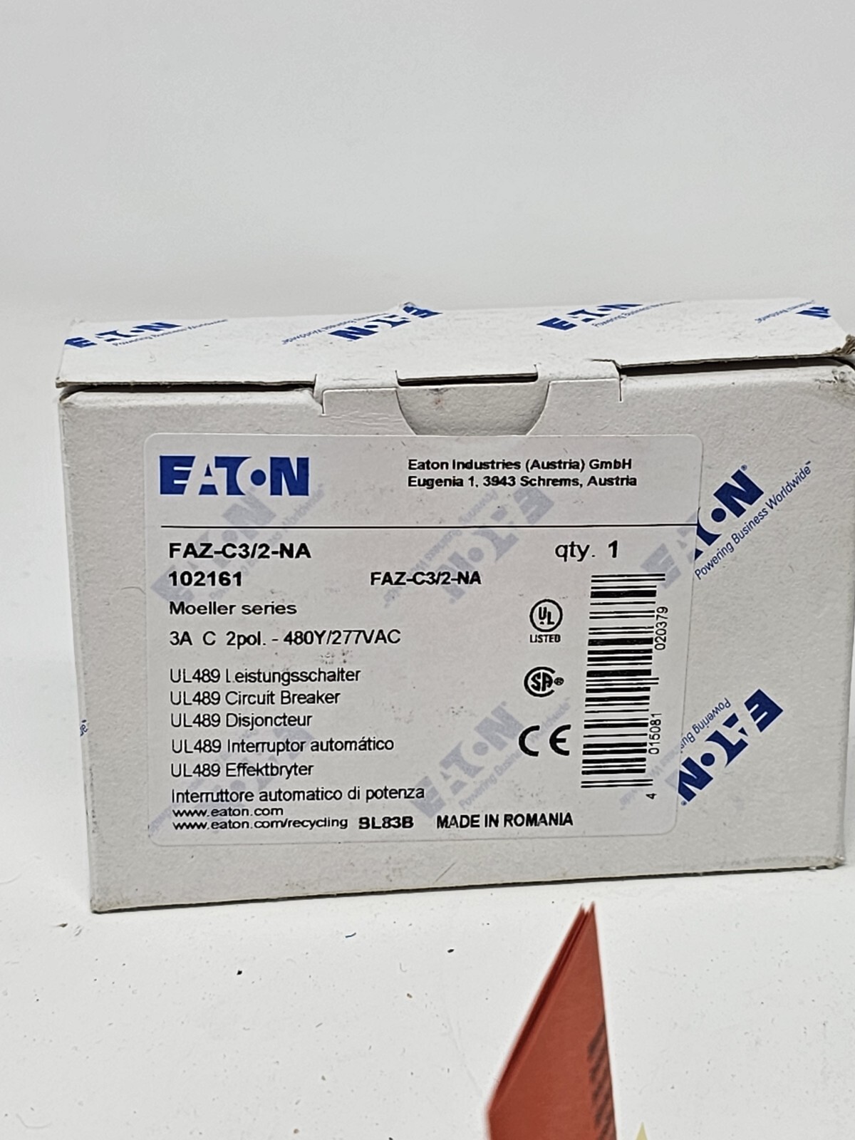 EATON FAZ-C3/2 250V 3A, Circuit Breaker – New