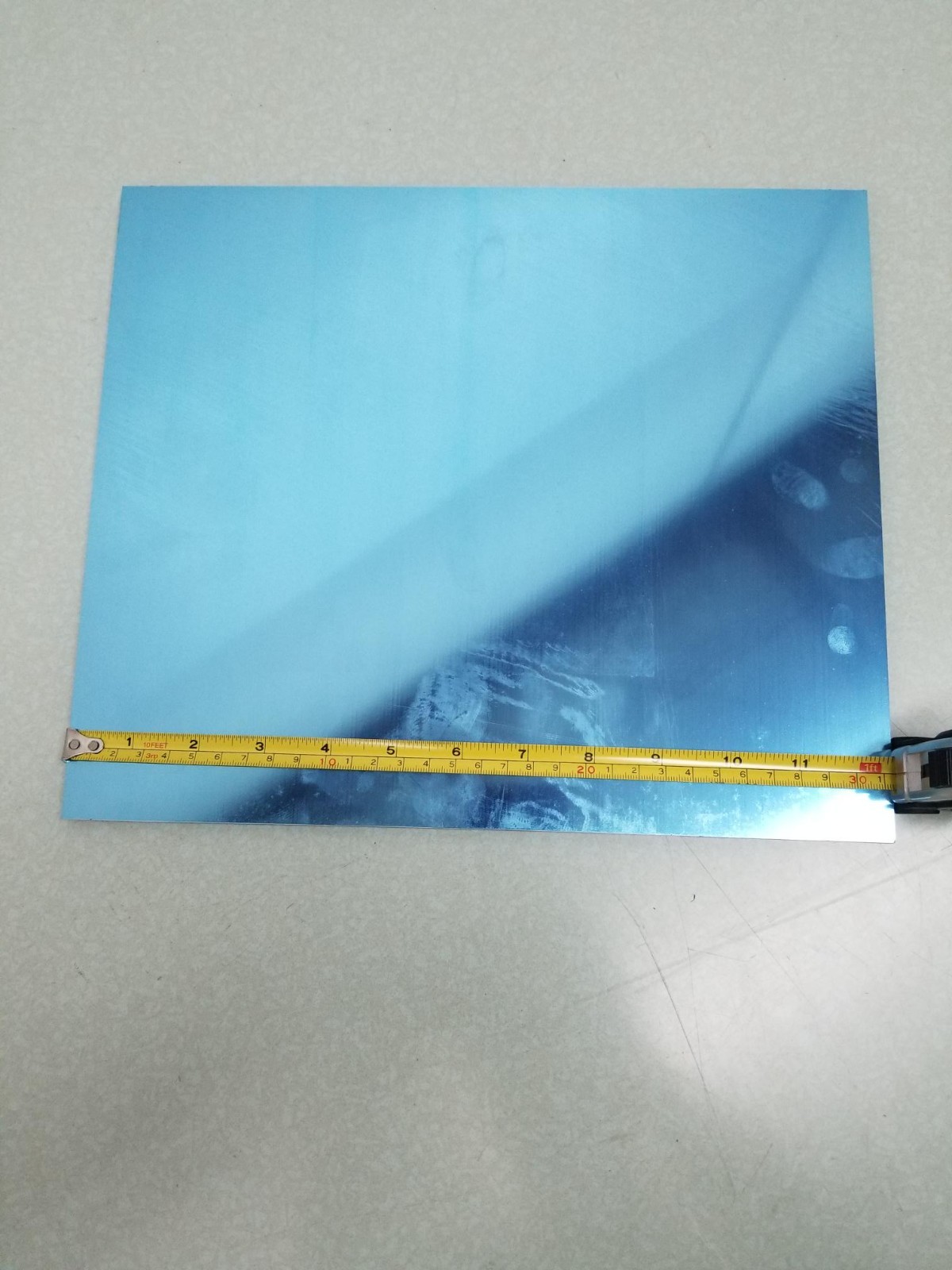 Front Surface Mirror, 95% – 97% Reflective, 12 3/8″ x 10 1/2″ x 1/4″ thick