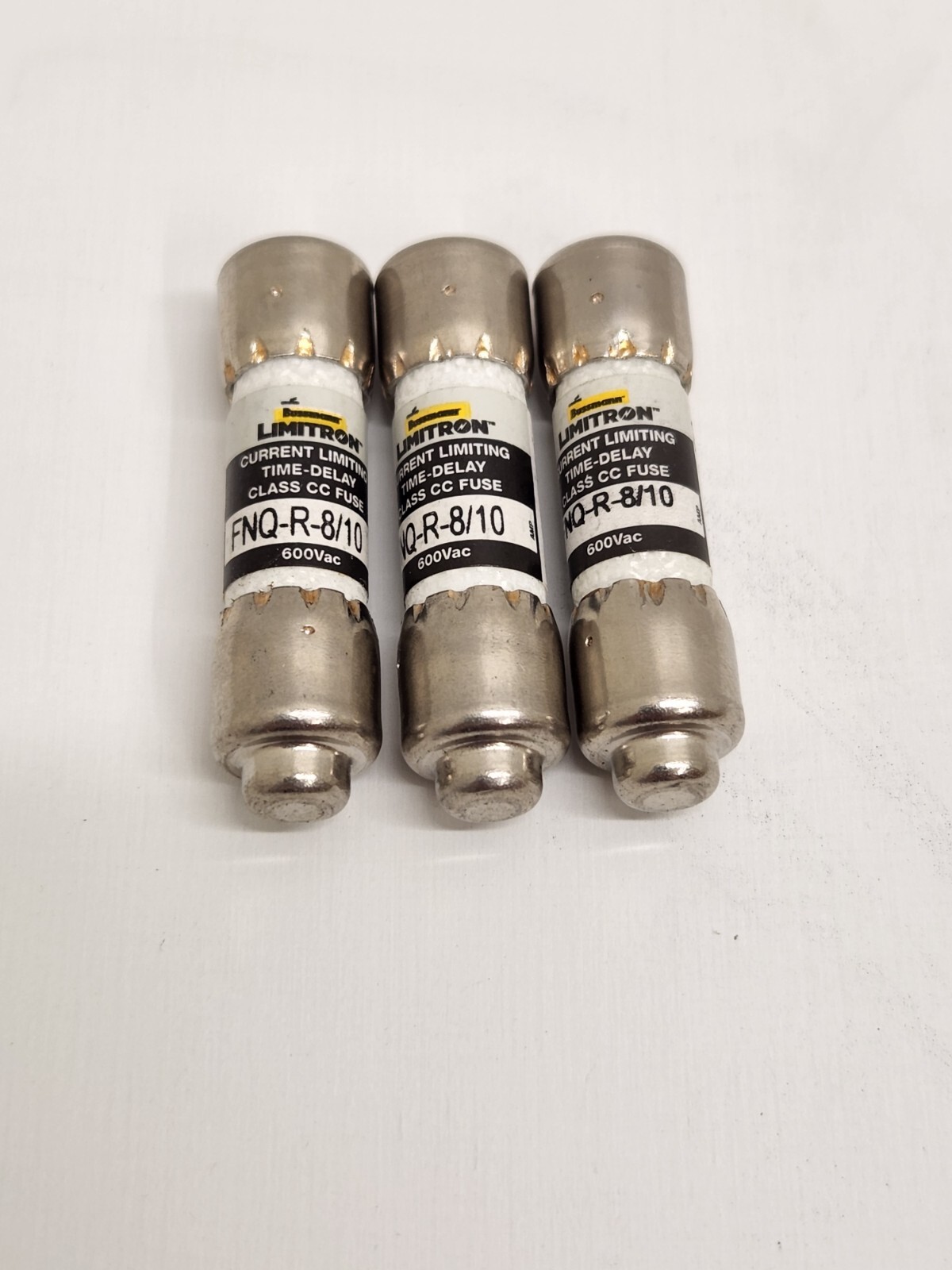 LOT OF (3) NEW OLD STOCK! BUSSMANN 8/10A 600 VAC FUSE FNQ-R-8/10