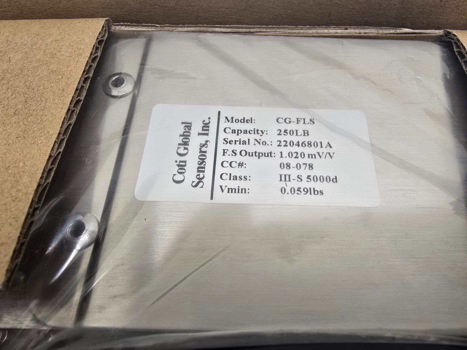 NEW IN BOX! COTI GLOBAL 250LB STAINLESS STEEL LOAD CELL CG-FLS