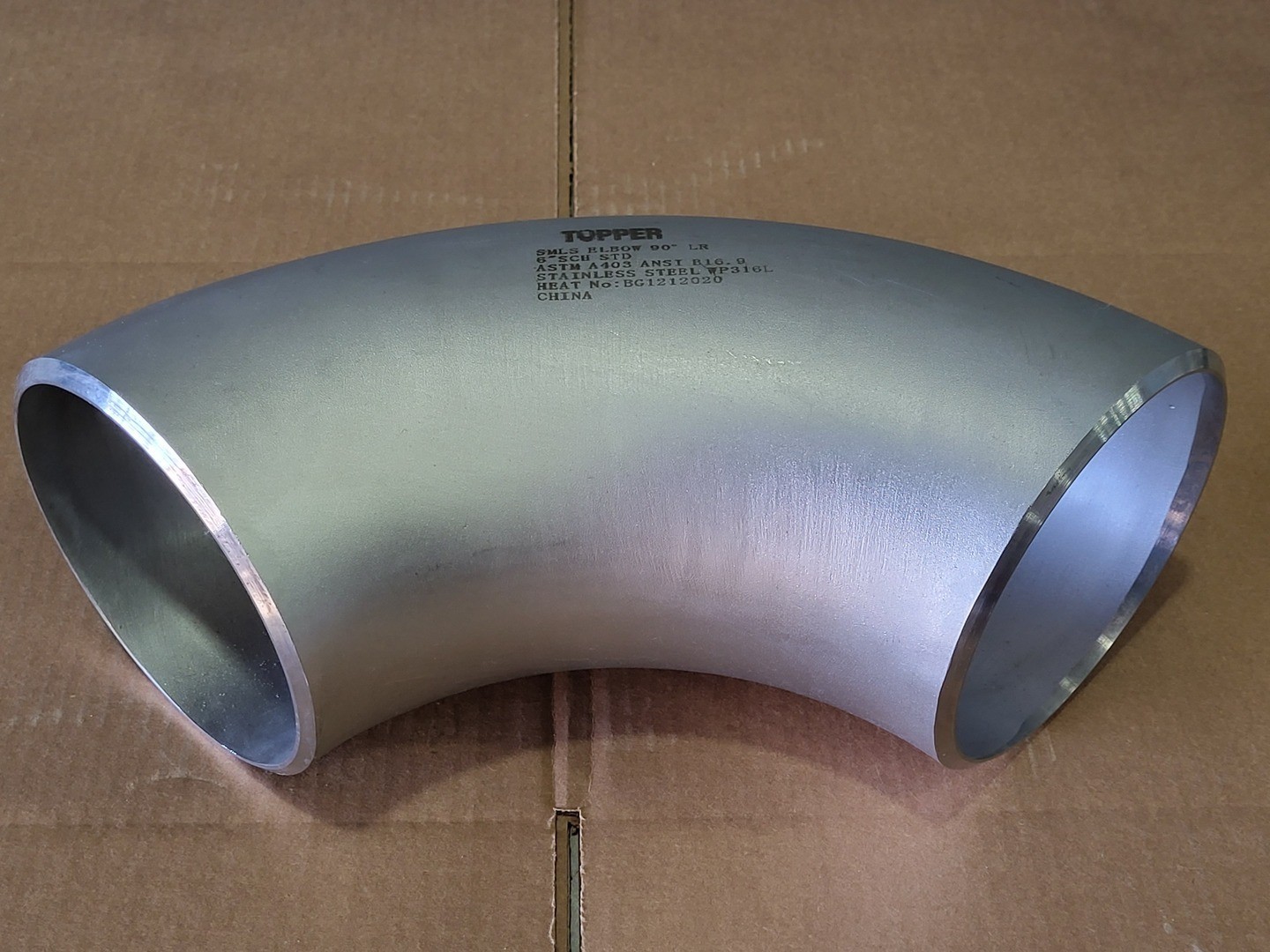 SURPLUS NEW TOPPER 6″ 90 Deg Buttweld Elbow SCH STD WP316L ASTM A403 ANSI B16.9