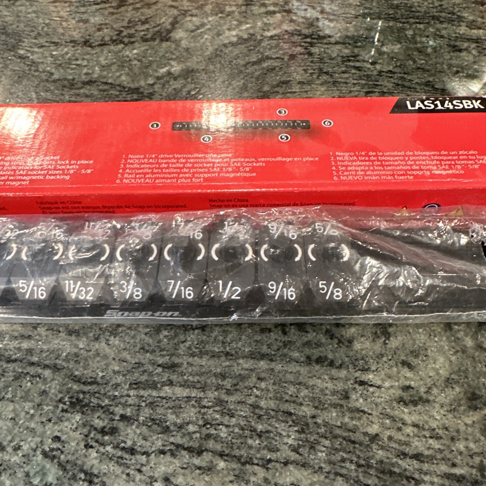 Snap On las14sbk lock a socket extreme 1/8-5/8 1/4 drive sae black new