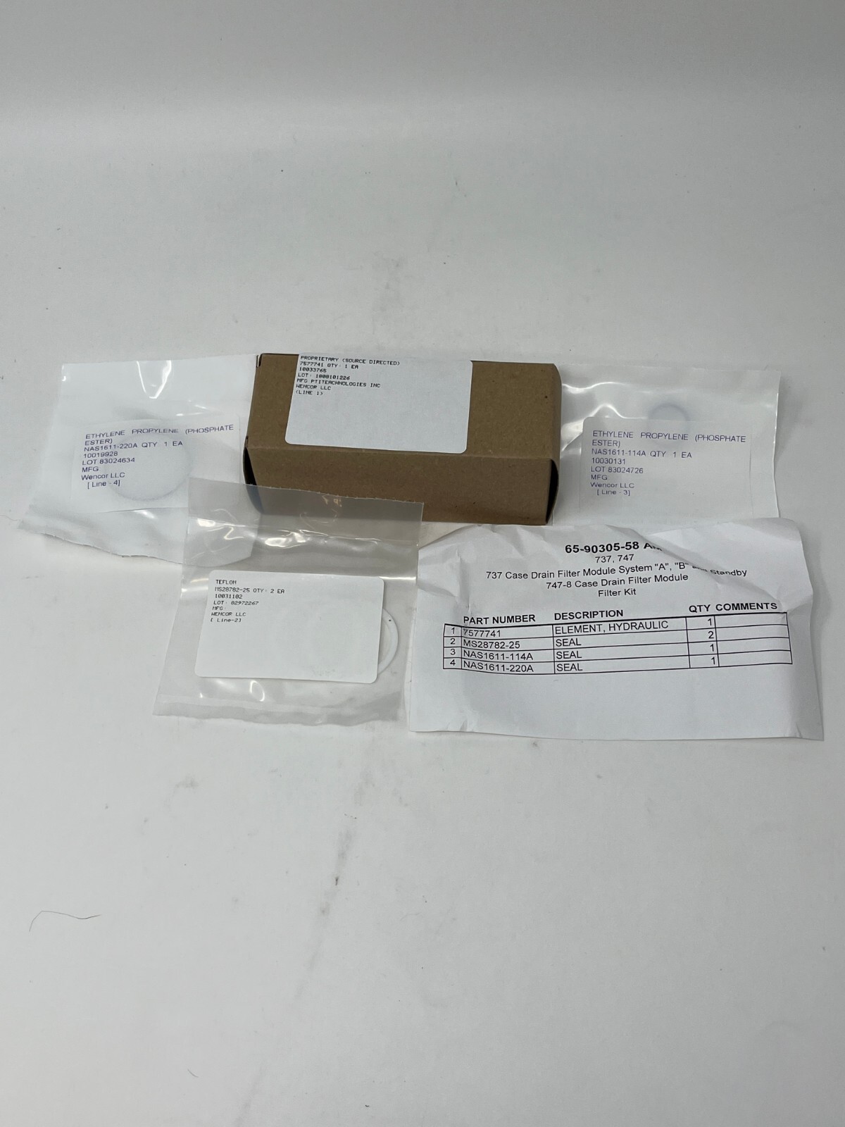 PTI Technologies, Inc. FAA-PMA EA FILTER ELEMENT KIT 7577741 New
