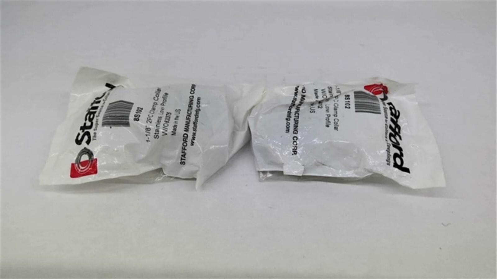 Stafford 8S102 1-1/8″ 2 PC Clamp Collar Stainless Low Profile W/O 63375 Lot Of 2