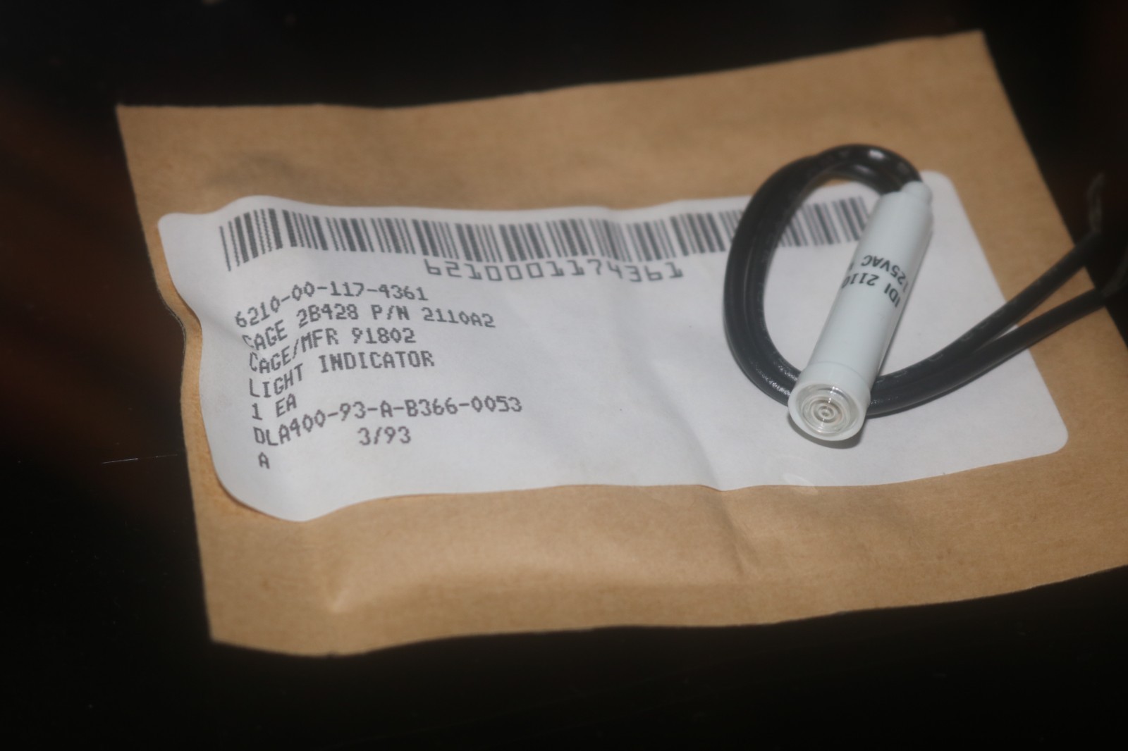 NOS Chicago Miniature neon panel indicator light PN 2110A2 6210-00-117-4361
