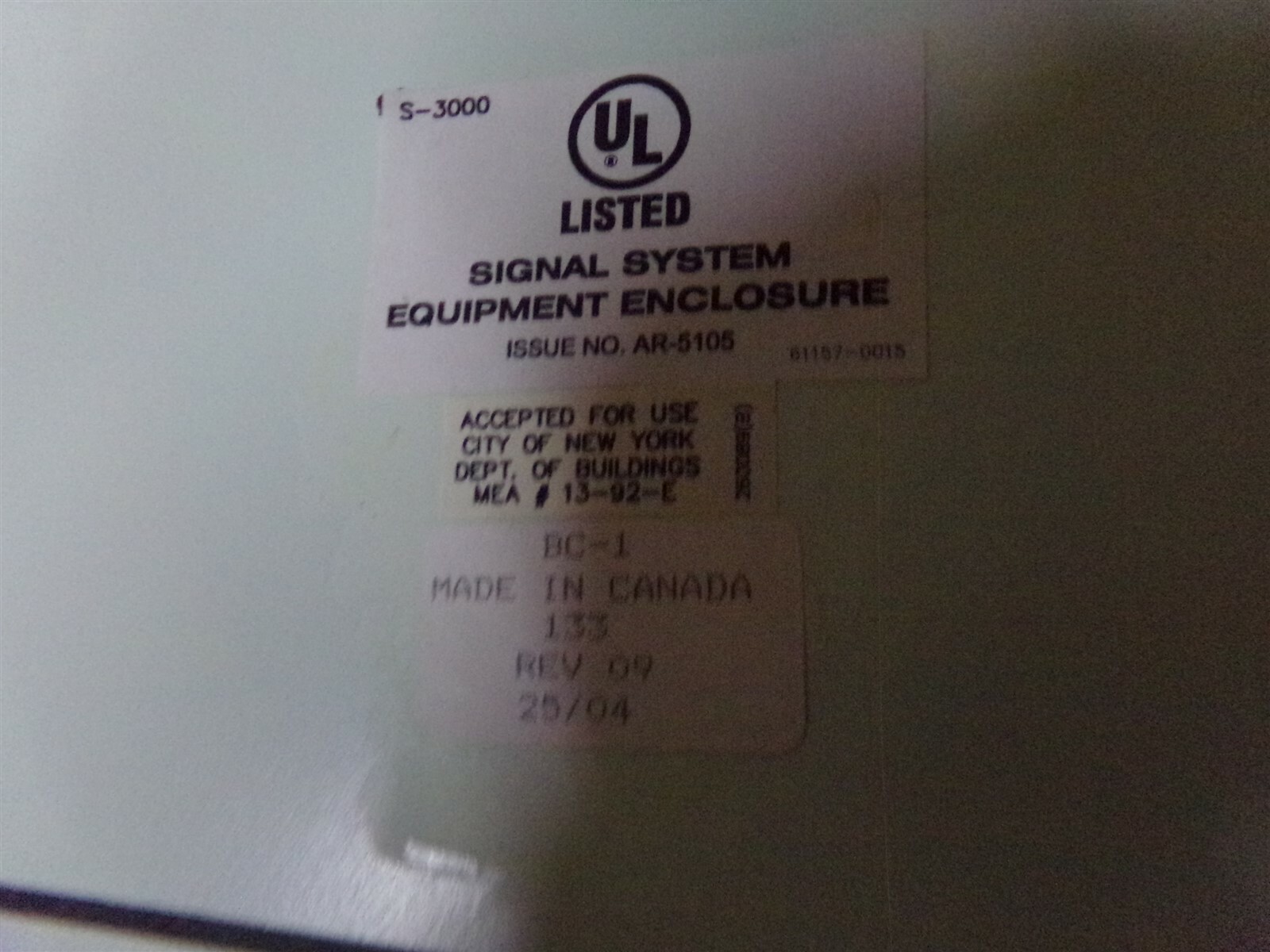 Metal Enclosure Box Panel S-3000 61157-0015 AR-5105 *FREE SHIPPING*