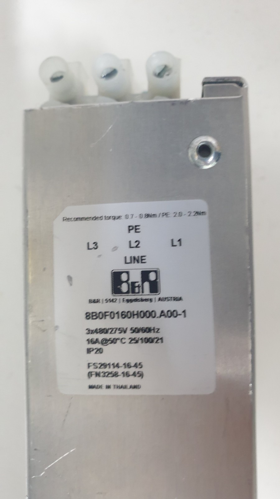 B&R Line Filter 8B0F0160H000.A00-1 3-Phase 480/275V 16A