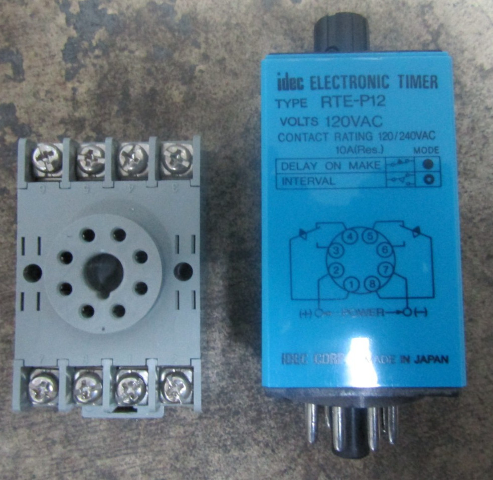 😍IDEC ELECTRIC TIMER RTE-P12 WITH SR2P-6 RELAY SOCKET BASE 8PIN 2P 10A