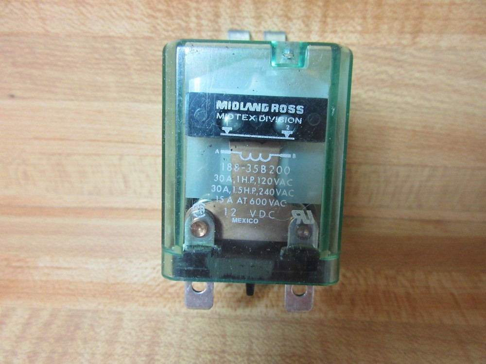 Midland Ross 188-35B200-12V DC Midtex Relay 188-35B200