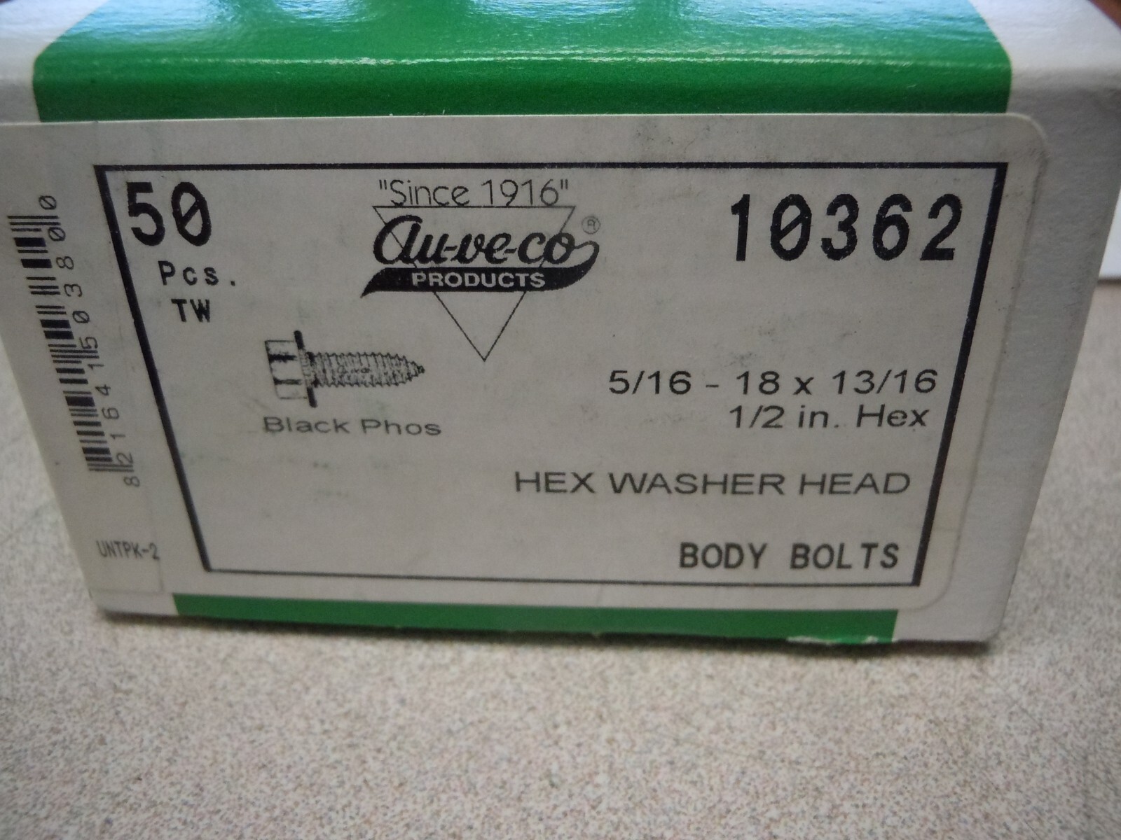AUVECO 10362 Hex Washer Head CA Point Body Bolt 5/16″ 18 TPI x 13/16″ x 1/2″