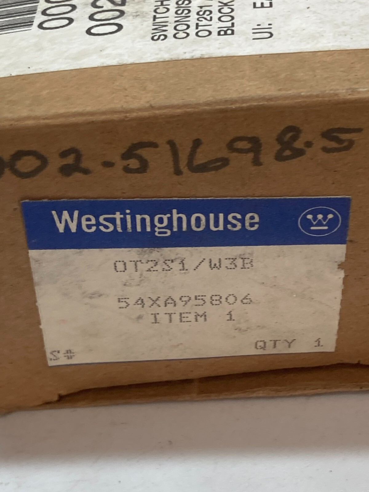 WESTINGHOUSE OT2S1/W3B SELECTOR SWITCH 2 POSITION 600VAC NIB