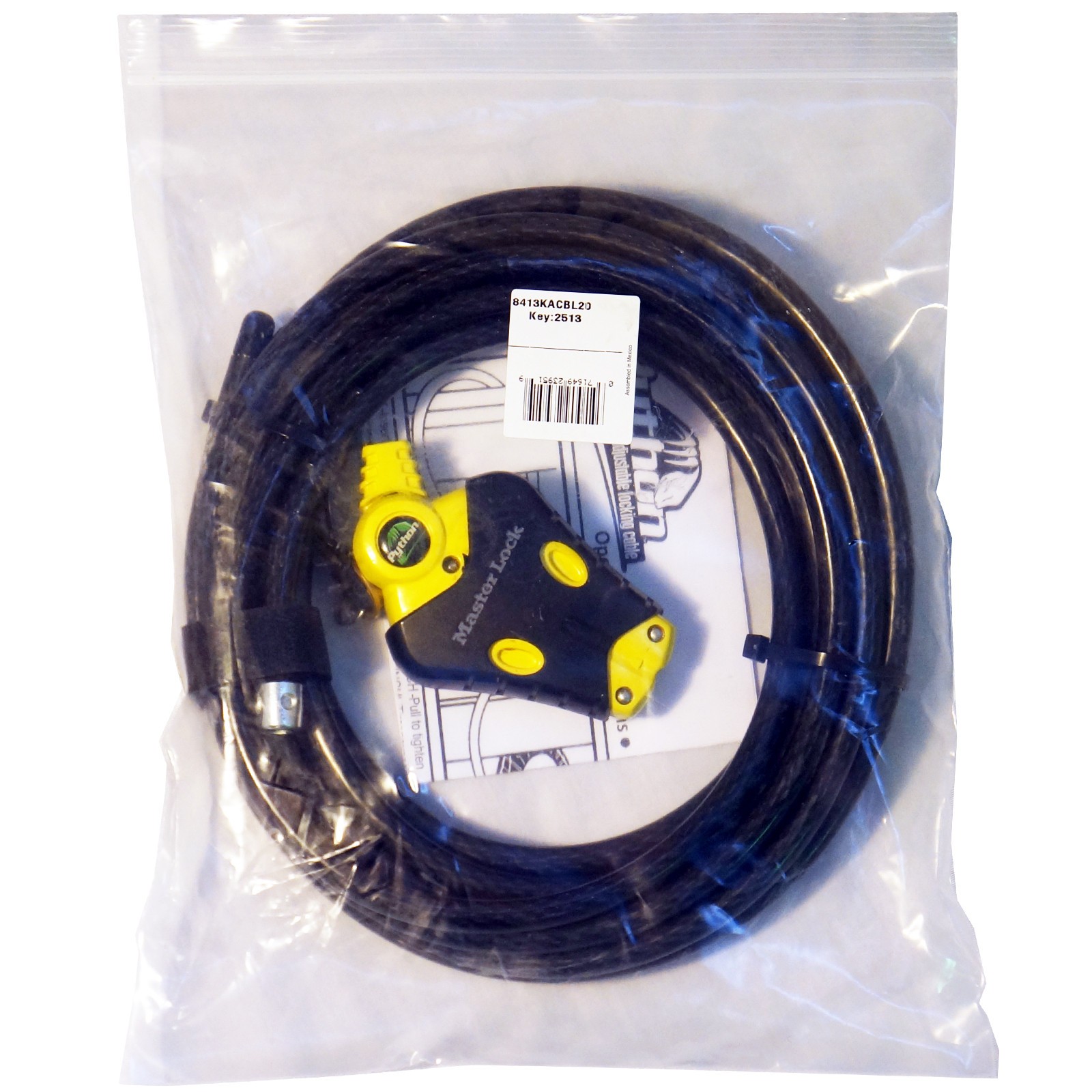 Master Lock – (1) Python Adjustable Cable Lock 20 ft Long – Model 8413KACBL-20