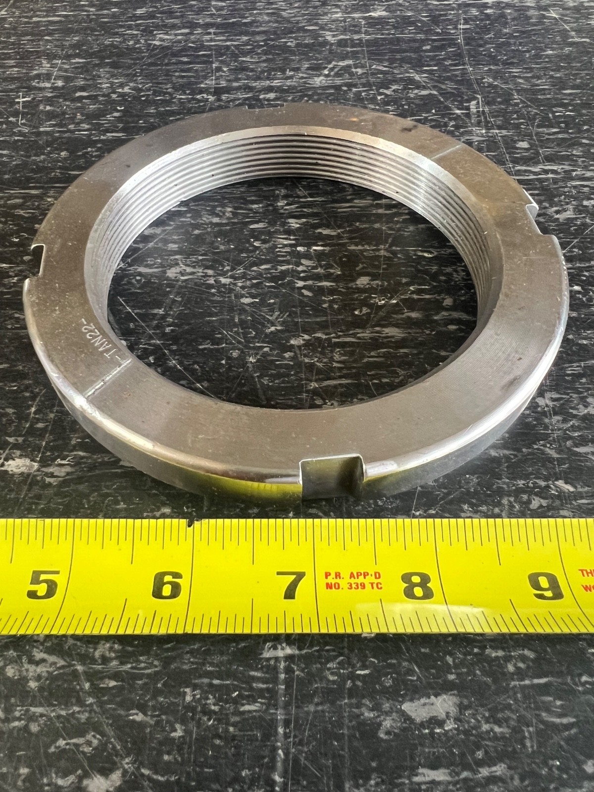 AN Series Bearing Lock Nut 4.325″-12 Thread Size 5-23/32″ OD 5.281″ Face Dia.