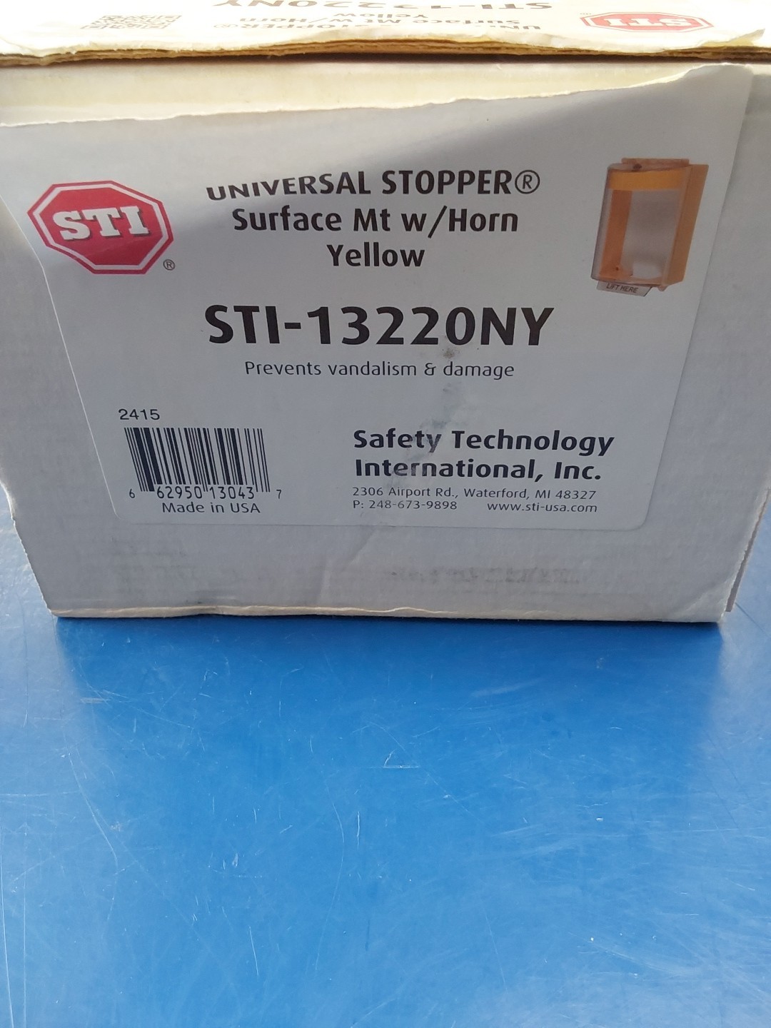 Safety Technology International Sti-13220NY Universal Stopper SURFACE MT W/HORN