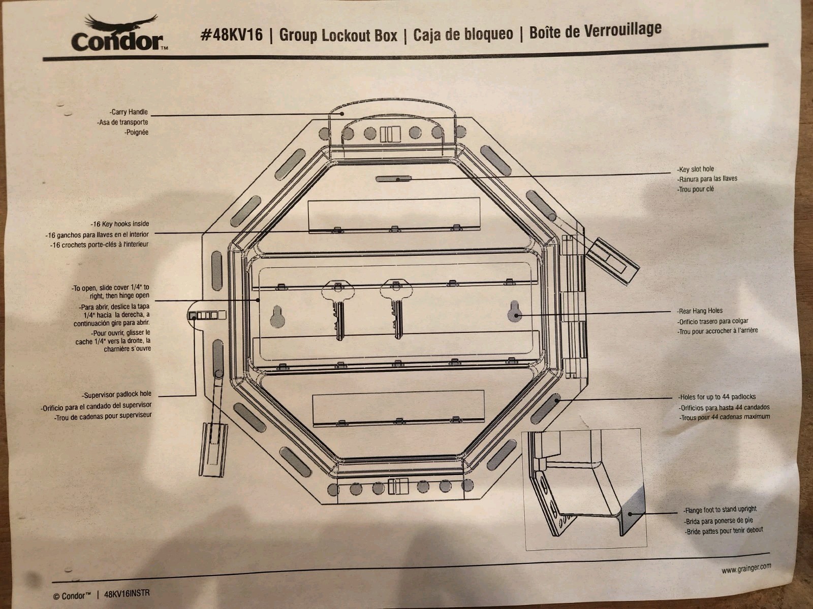 CONDOR 48KV16 Group Lockout Box,42 Padlocks,Red,13in.H 48KV16 NEW, OPEN BOX