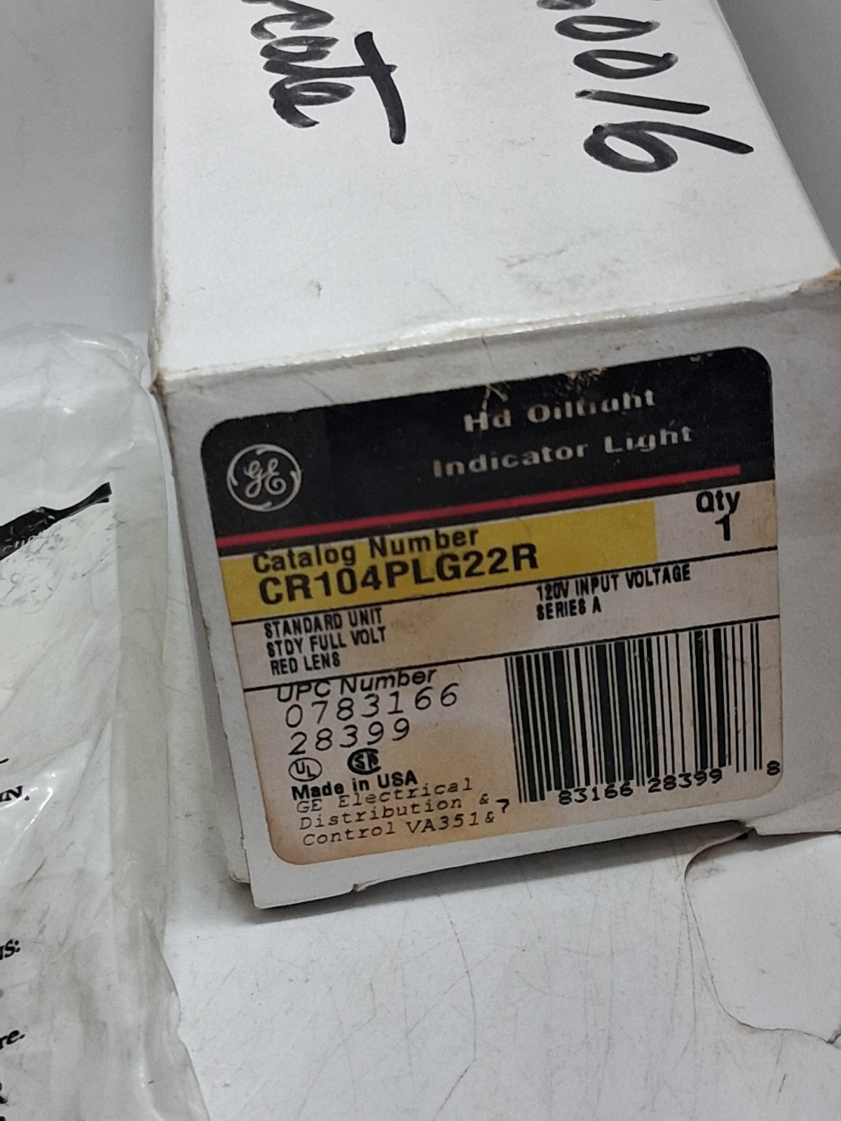 GE CR104PLG22R INDICATOR LIGHT RED FULL VOLT 120V SERIES A NIB