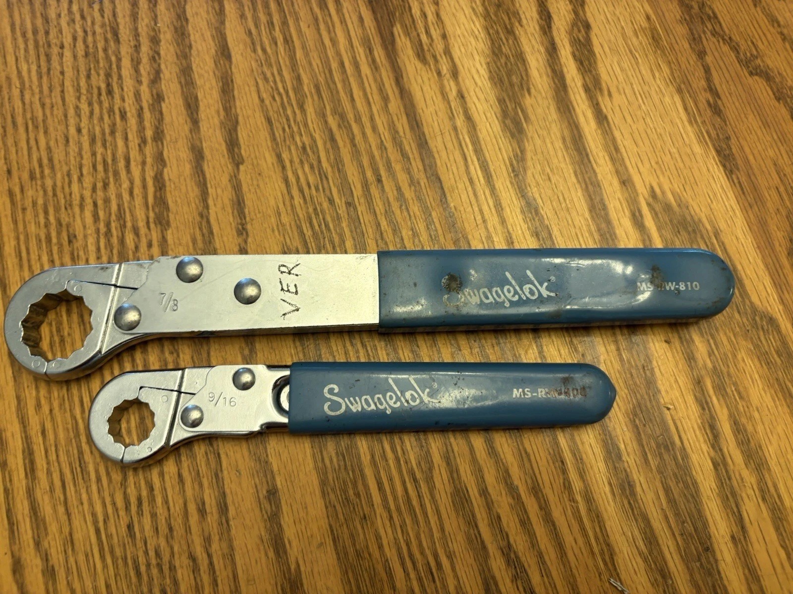 2pc SWAGELOK 7/8″ & 3/16″ Ratchet Wrenches Business Tools NavyHandles USA
