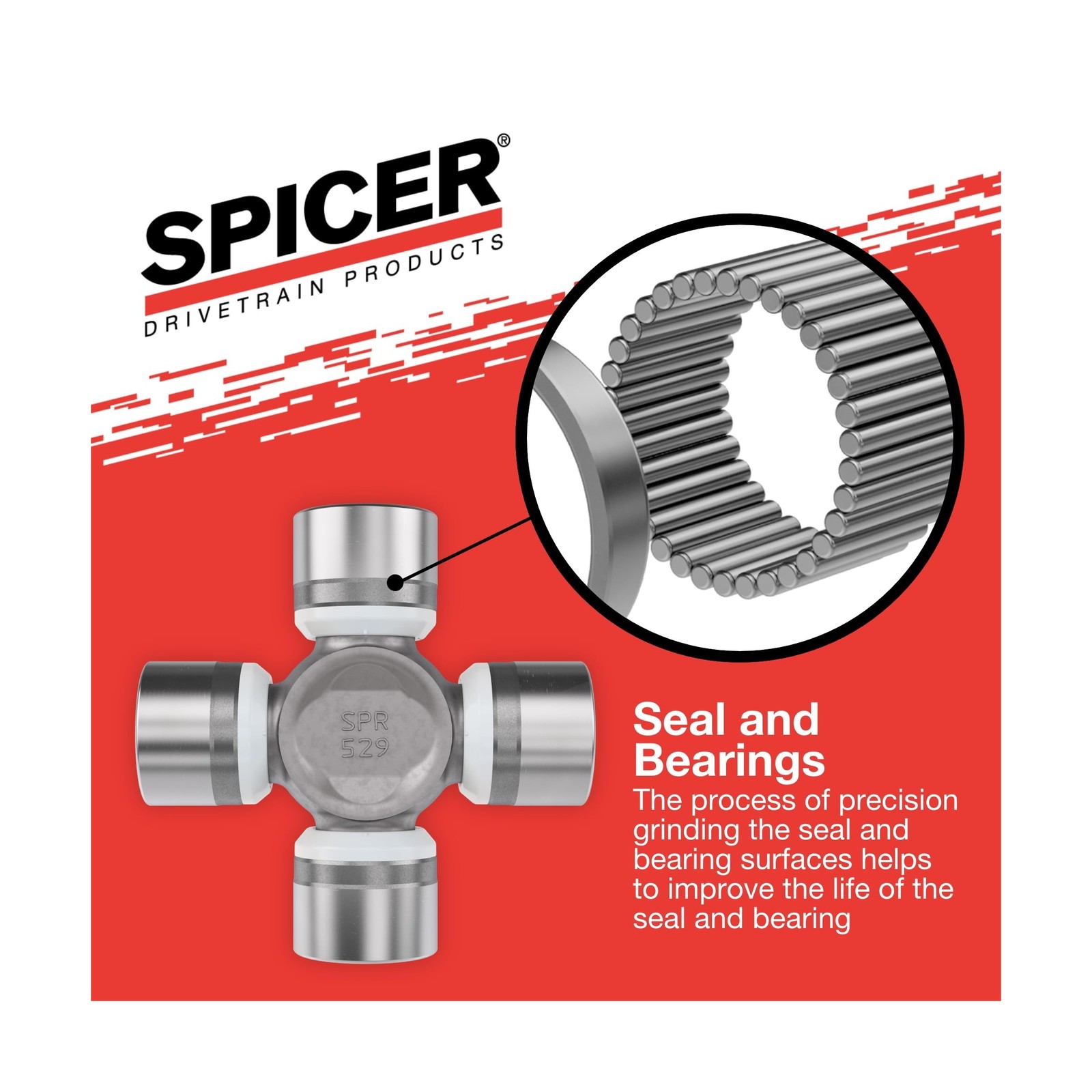 Spicer 5-1310-1X U-Joint Kit 1310/SPL22 Series (OSR) Greaseable Fast Ship