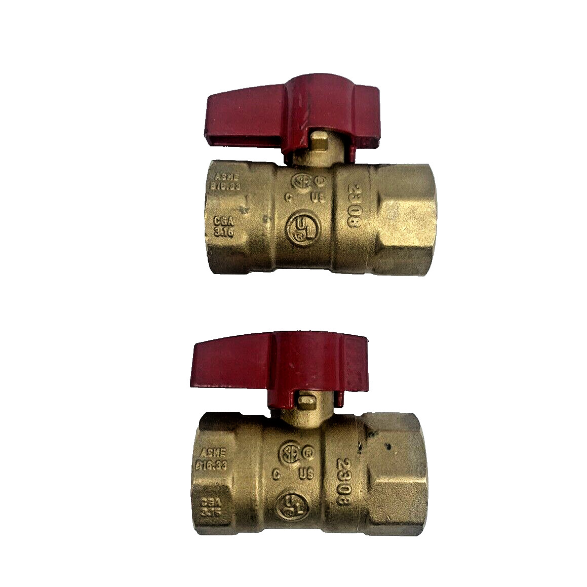 LOT OF 2, GBV02, SHUTT-OFF BRASS VALVE, LPG BALL VALVE 3/4 FNPT 175G
