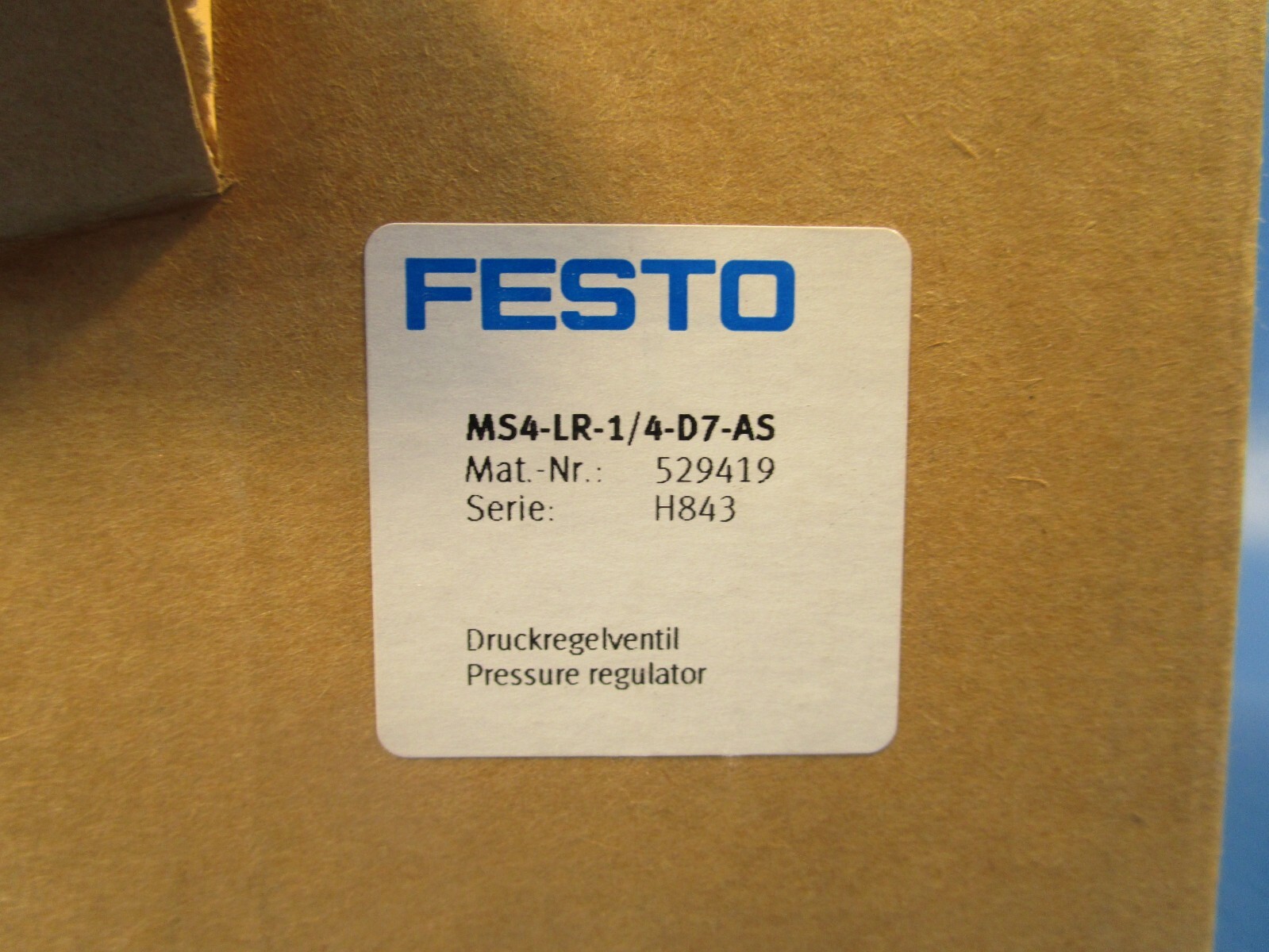 FESTO MS4-LR-1/4-D7-AS, 529419, Pressure Regulator, 0.5 to 12 bar, G 1/4 ports