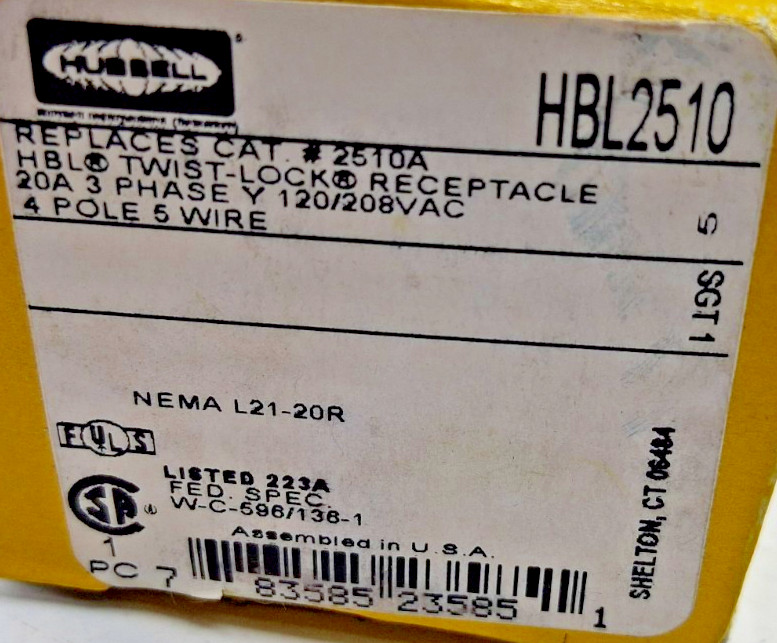 Hubbell HBL2510 Twist-Lock Receptacle