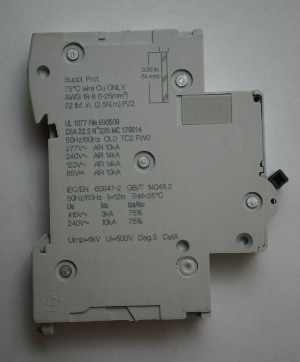 Schneider Electric M9F23101 Miniature Circuit Breaker Multi 9 C60SP 1P D 1A 277V