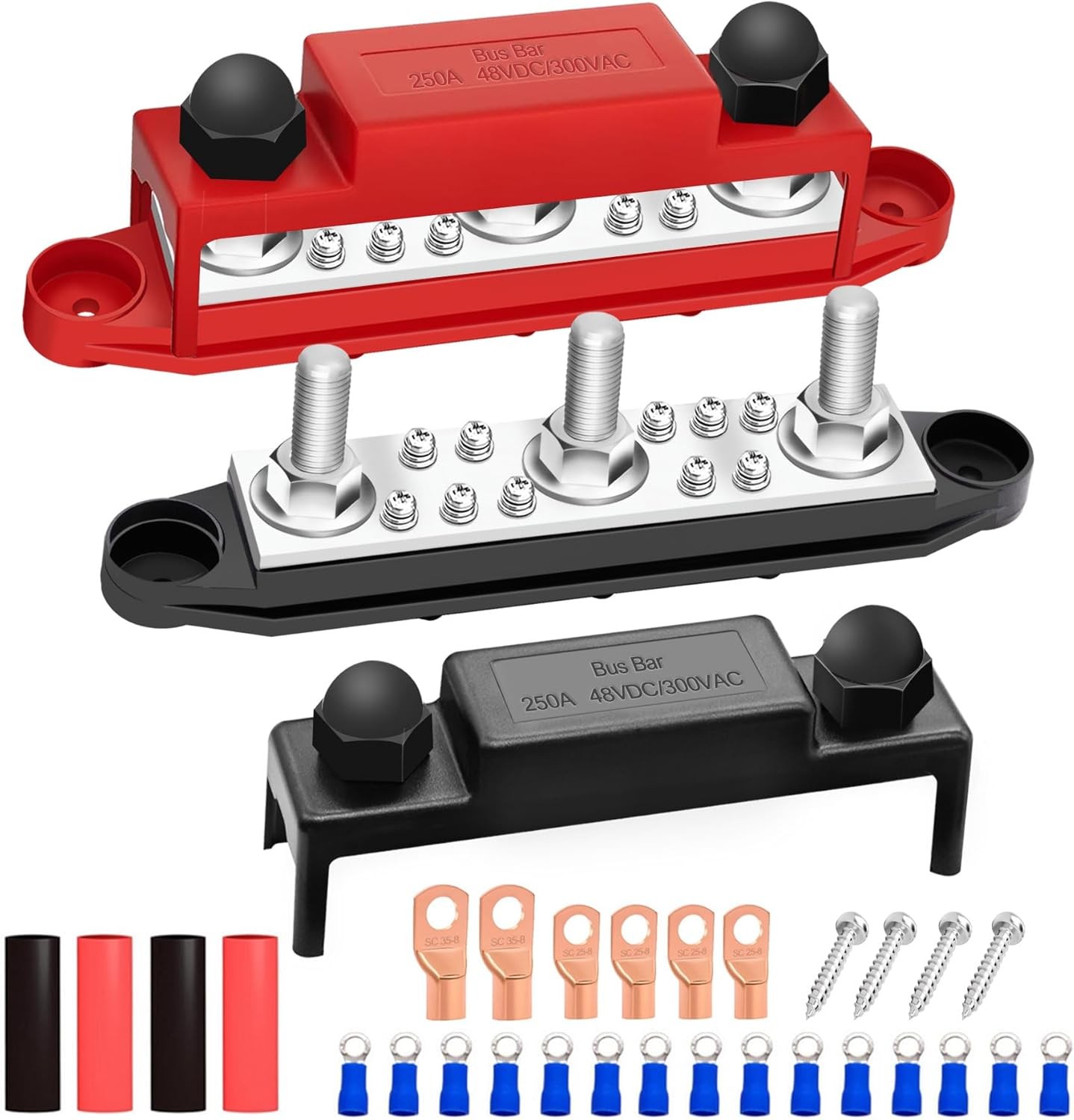 250A Bus Bar 12V Marine 5/16″ Power Distribution Block 3 x +10 x #8