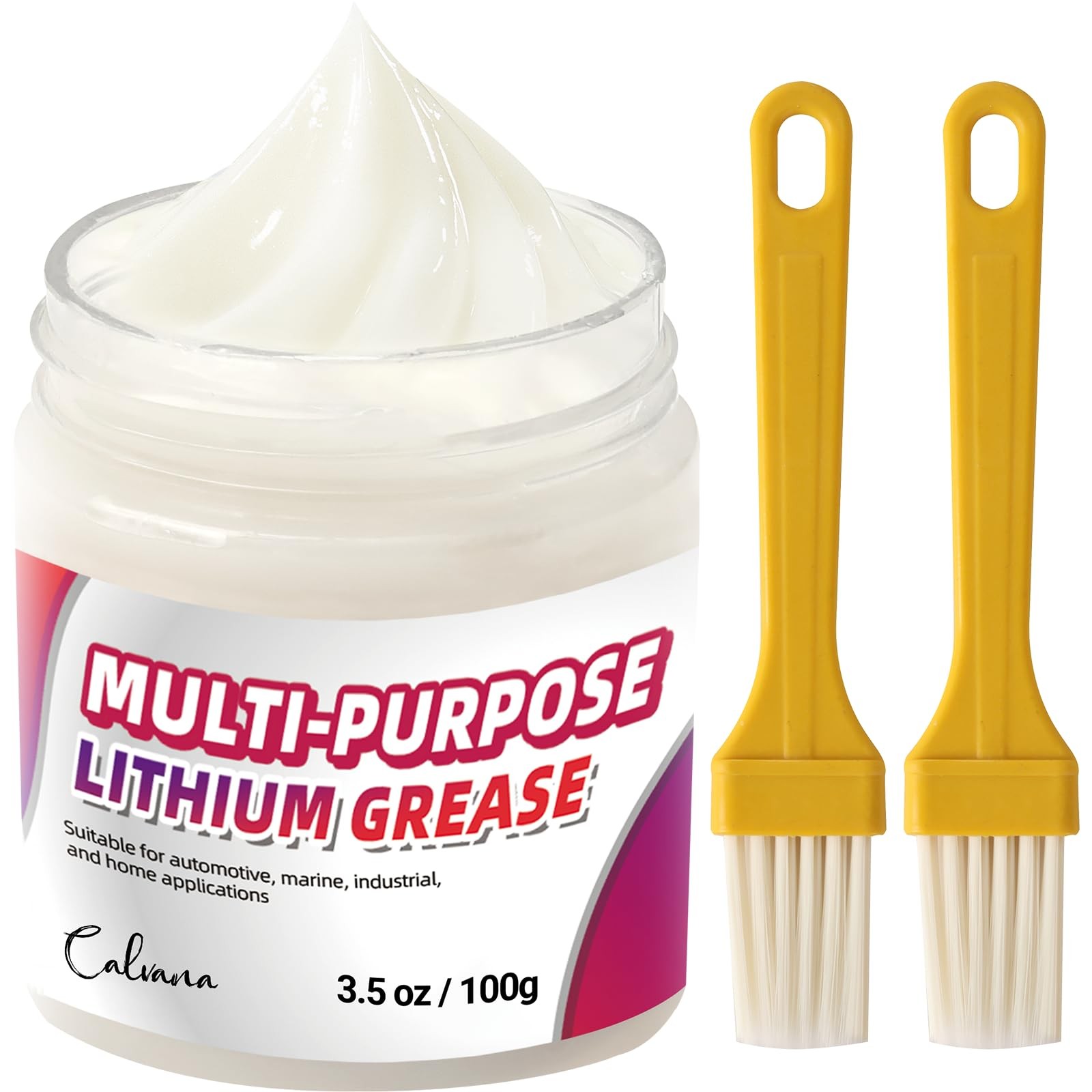 Calvana 3.5oz Multi-Purpose White Lithium Grease with 2 Brushes, Ideal for…