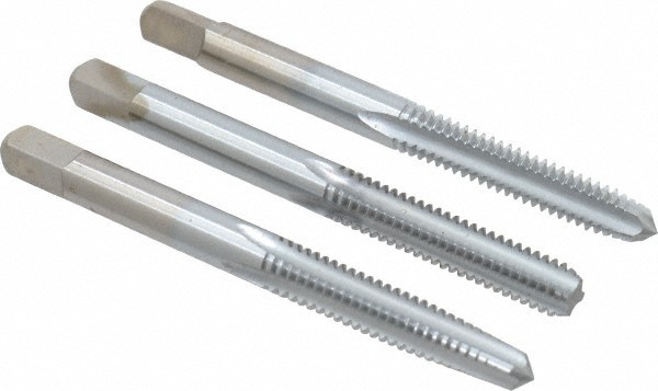 Made in USA #12-24 UNC, 4 Flute, Bottoming, Plug & Taper, Chrome Finish, HSS …