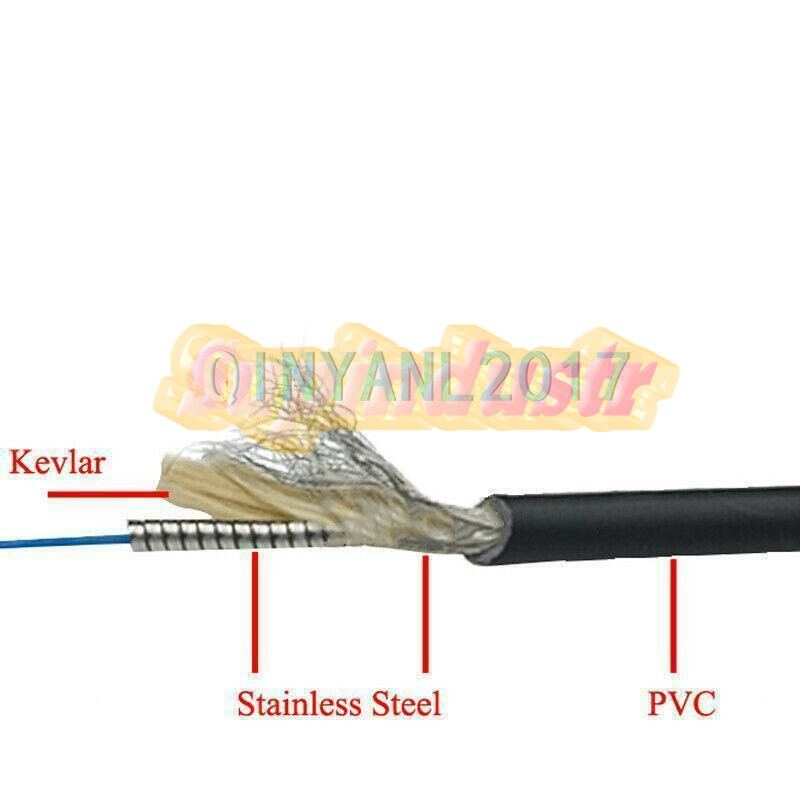 Black Armored Fiber Cable Duplex Fiber Optic Patch Cord 150M LC-LC UPC SM 9/125~