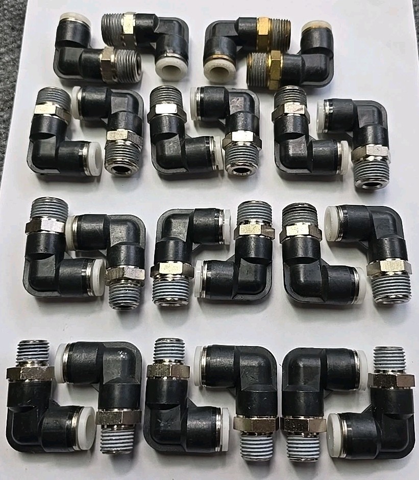 (22) Pisco 3/8″ Push to Connect Fittings 90° Elbows Various Thread Sizes