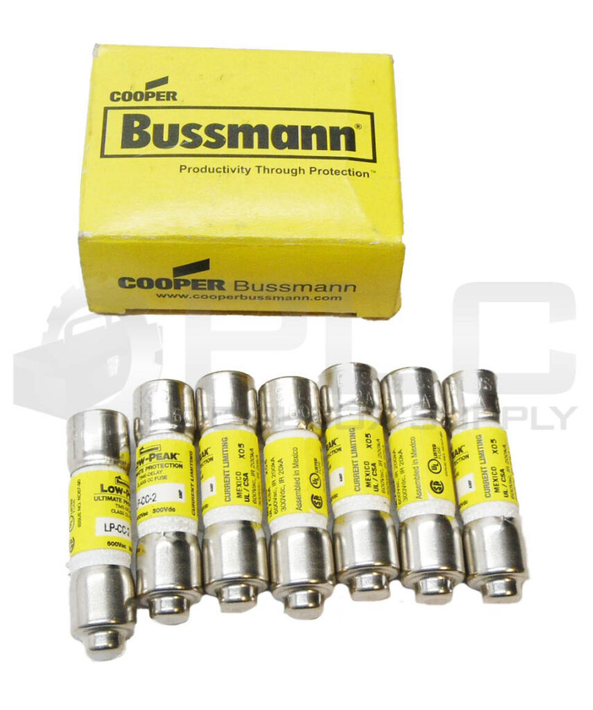 NEW BOX OF 7 BUSSMANN LP-CC-2 LOW PEAK FUSE 2A 600VAC