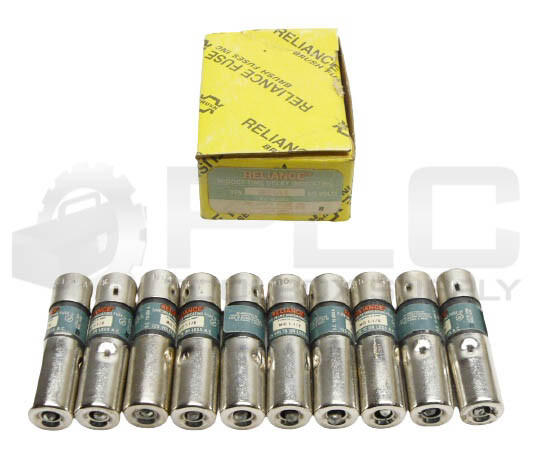 BOX OF 10 NEW RELIANCE MID1-1/8 MIDGET TIME DELAY INDICATING FUSE, 1-1/8A 250V